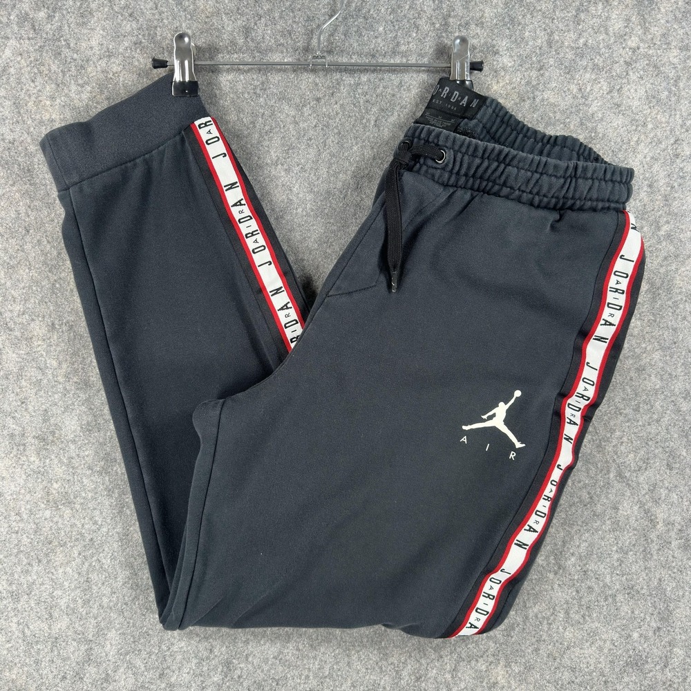 Jordan Air HBR Taped Basketball Pants Fleece Jogger Mens Medium Black AR2250